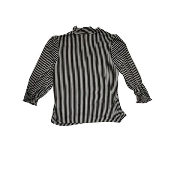 Adrianna Papell Women's Medium Black Striped Three-Quarter Cuff Blouse Shirt 265 - Picture 7 of 7